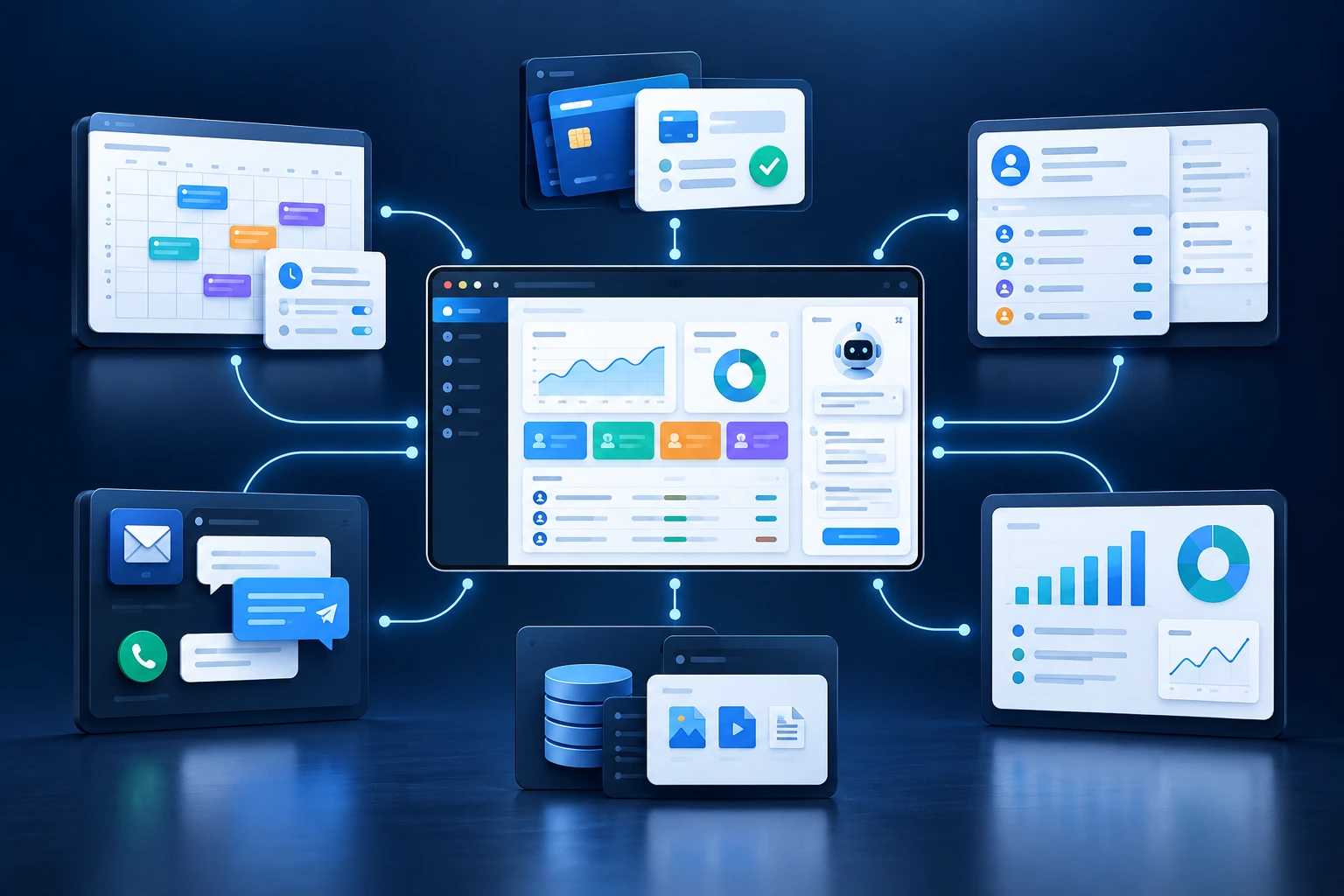 Illustration of cloud application components and connected services
